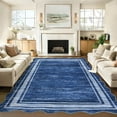 thumbnail image 3 of COZONY 8'x10' Modern Scalloped Washable Area Rug, Non-Slip Low-Pile Carpet for Living Room, Bedroom, Navy Blue, 3 of 8