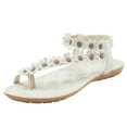 thumbnail image 2 of EliteGoogv Womens Toe Post Sandals Floral Flat Sandals Slip On Boho Summer Beach Shoes Sandals For Women Casual Walking Shoes White US :8, 2 of 9