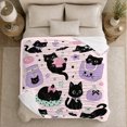 thumbnail image 5 of Black Cat Portrait Bright Feline Artwork Playful Graphic Style Cat Lovers Whimsical Feline Motif Warm Flannel Blanket, Pet Adoption Gift for Living Room and Bedroom Home Decor, 5 of 7