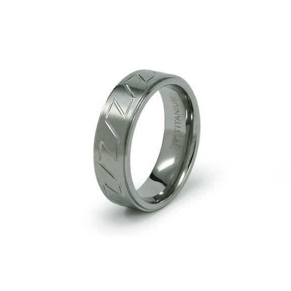 Titanium Greek Key Pattern Wedding Band Ring