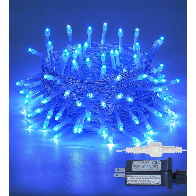 Cadena de luces MYGOTO de 10 m, 100 LED azules, impermeables, 8 modos, 30 V
