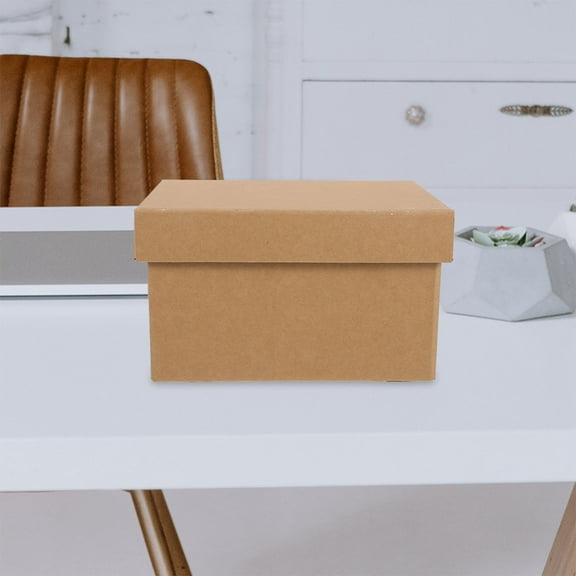 GOOHOCHY  Desk Storage Organizer Files Moving Boxes Office Light Brown