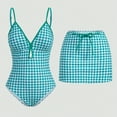 thumbnail image 2 of JSGEK Women's Plaid Bikini Swim Skirt Cover Up Set Versatile Design Comfortable Fabric Beach Pool Wear Green XL, 2 of 9