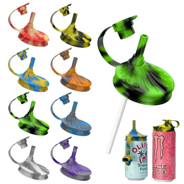 Tapas para latas de refresco yathindy, paquete de 8, silicona sin BPA, con pajillas
