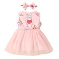 thumbnail image 4 of Odeerbi 2024 Toddler Baby Girls Net Yarn Easter Rabbit Flowers Print Sleeveless Bow Skirt Dress, 4 of 8