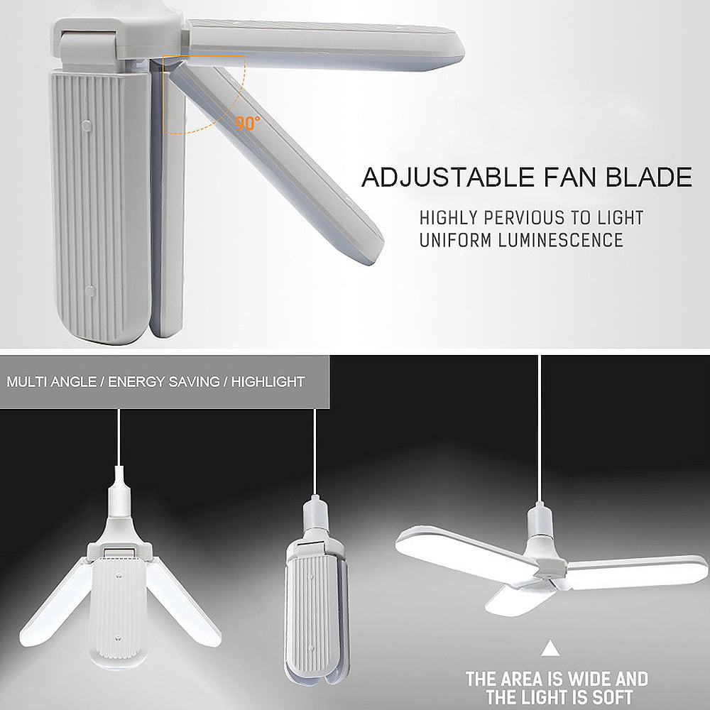 XLQF 36W E27 LED Bulb SMD2835 Super Bright Foldable Fan Blade Angle Adjustable Ceiling Lamp Home Energy Saving Lights