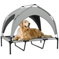 thumbnail image 1 of PawHut Lit Surélevé pour Chien, Lit de Camp Rafraîchissant avec Auvent, pour L Gris Pâle, 1 of 10