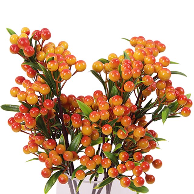 Christmas Berry Picks Realistic: 5PCS Artificial Berry Decor Faux Berries Stems