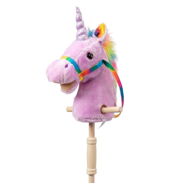 Palo de peluche con forma de unicornio, diseño de caballo, Hollyhome, 91 cm, con sonido de relincho