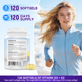 thumbnail image 6 of Vitamin D3 K2 Supplement Softgels 4000 IU 100 mcg Vitamin D Bone Teeth Muscle and Immune Support 120 Softgels 120 Day Supply, 6 of 8