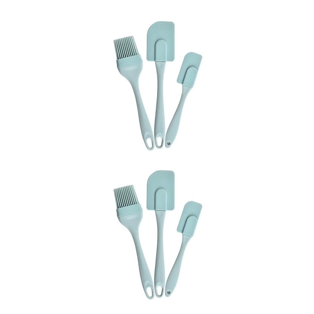 Inteprter 3 piezas/kit de silicona para hornear raspador colorido reutilizable lavable cocina panadería pastel crema pan cepillo herramientas de Azul 2piezas