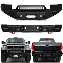 VISIDA Compatible with 2007-2008-2009-2010 GMC Sierra 2500/3500 Front and Rear Bumper Textured Black Steel with Lights and D-rings
