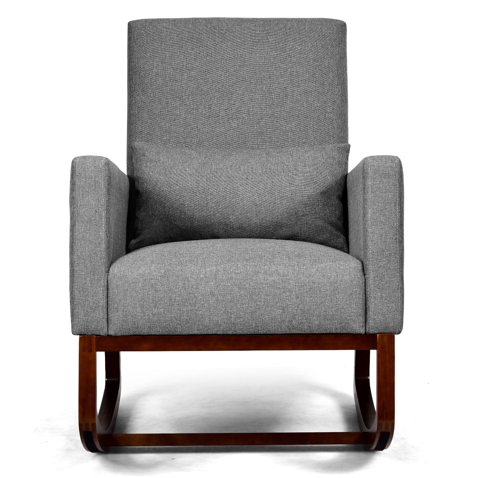 Topbuy 2in1 Upholstered Rocking Chair with Wood Leg & Pillow Relax