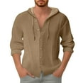 thumbnail image 1 of Men Spring Jacket Cardigan with Hooded Long Sleeve Button Front Jacquard Weave Solid Tone Casual Shirt, 1 of 3