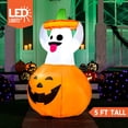 thumbnail image 6 of Joyfy 5 FT Halloween Inflatables Light up Pumpkin Ghosts Halloween Inflatables Outdoor Decorations,Blow up Halloween Yard Decorations, 6 of 9
