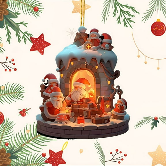 Christmas Car Hanger Decor - Handmade Acrylic Swing Pendant for Rearview Mirror, Holiday Auto Ornament with Motion Effects (Red/Green)‌