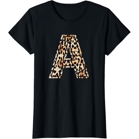Awesome Letter A Initial Name Leopard Cheetah Print T-Shirt
