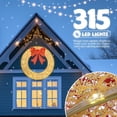 thumbnail image 4 of 48in Pre-Lit Outdoor Christmas Wreath - 315 Warm White LED Lights, Gold Frame with Red Bow, Timer Remote Control, Weather-Resistant, 4 of 6