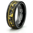 thumbnail image 2 of Metal Masters Tungsten Carbide Mens Ring Wedding Band Gold Flakes Meteorite Shavings Hammered 8mm Comfort-Fit Black, 2 of 4