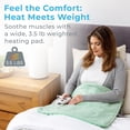 thumbnail image 2 of WeightedWarmth Extra-Wide Weighted Heating Pad for Cramps, Back, & Shoulder Joint Relief, 3.5 lbs, 6 Heat Settings, Microplush, Machine Washable, 2 Hr Auto Shut-Off, 20”x24” (Jade), 2 of 8
