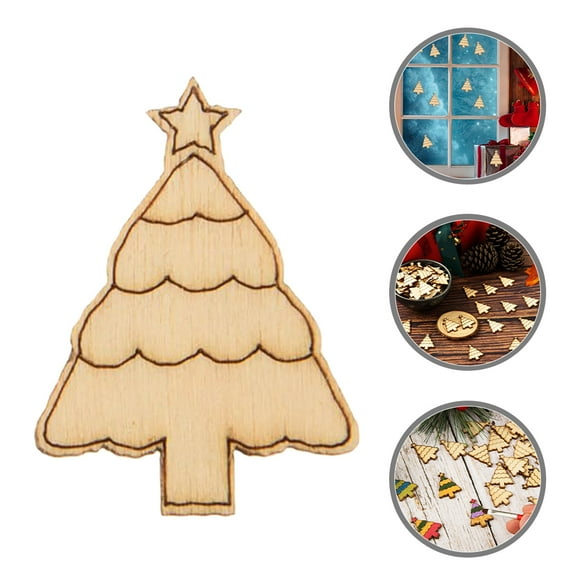 LEORX 50pcs Christmas Tree Wooden Decoration Multi Wood Slices For Crafts Unfinished Hanging Wood Slice