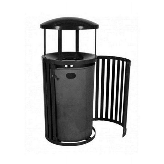 45 Gallon Covered Trash Can with Gate, Black