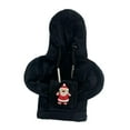 thumbnail image 3 of Cubierta de perilla de palanca de cambios de coche de Navidad, sudadera con capucha de felpa Universal para Festival, decoración de Navidad Papá Noel negro saludando, 3 of 8