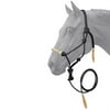 30JT Black Tough-1 Horse Size Rawhide Noseband Poly Nylon Rope Halter W/ Lead