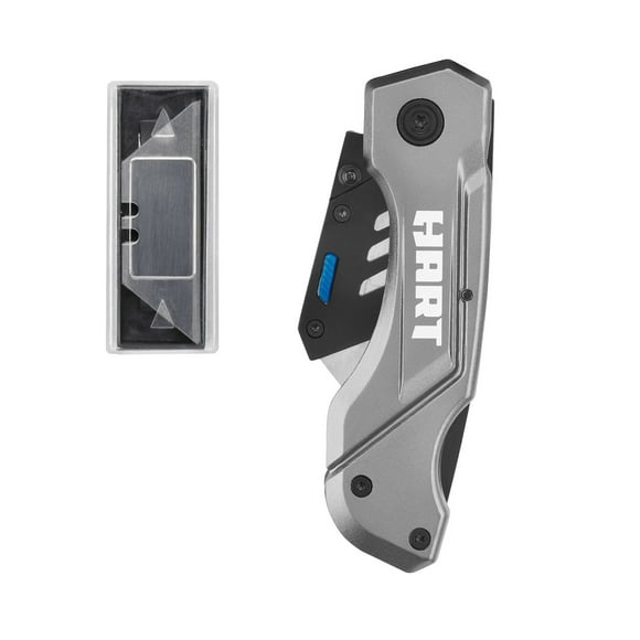 HART Folding Lock-Back Utility Knife with 10 Blades