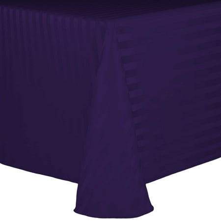 

Ultimate Textile (3 Pack) Satin-Stripe 108 x 132-Inch Rectangular Tablecloth - for Wedding and Catering Hotel or Home Dining use Purple