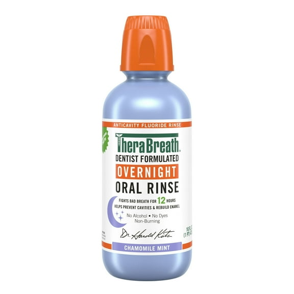 Therabreath Overnight Oral Rinse Mouthwash, Chamomile Mint Flavor, 16 oz..