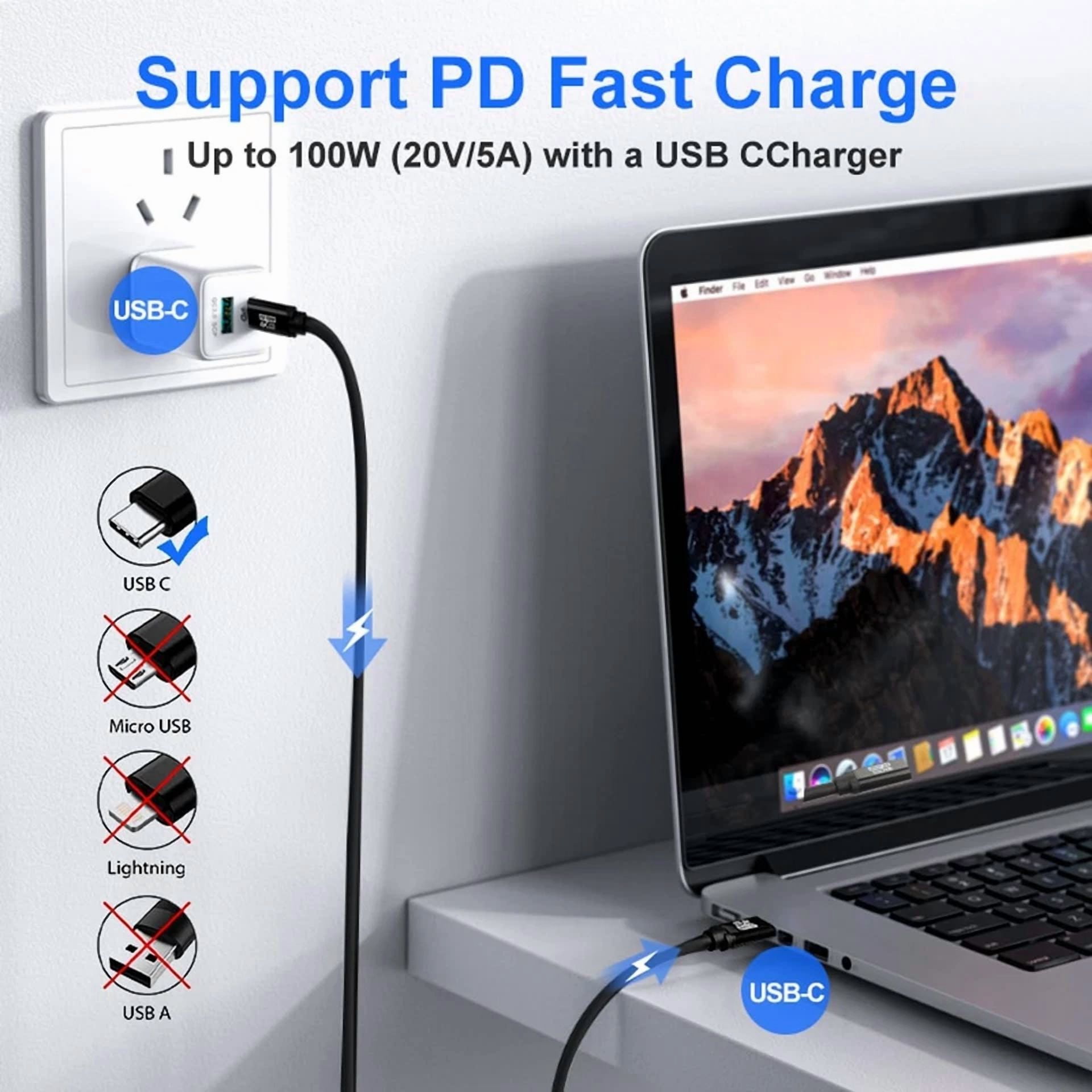 Usb C To Type-C 3.2 Full-Featured Gen 2 Data Cable 0.25M / 1Ft, Black