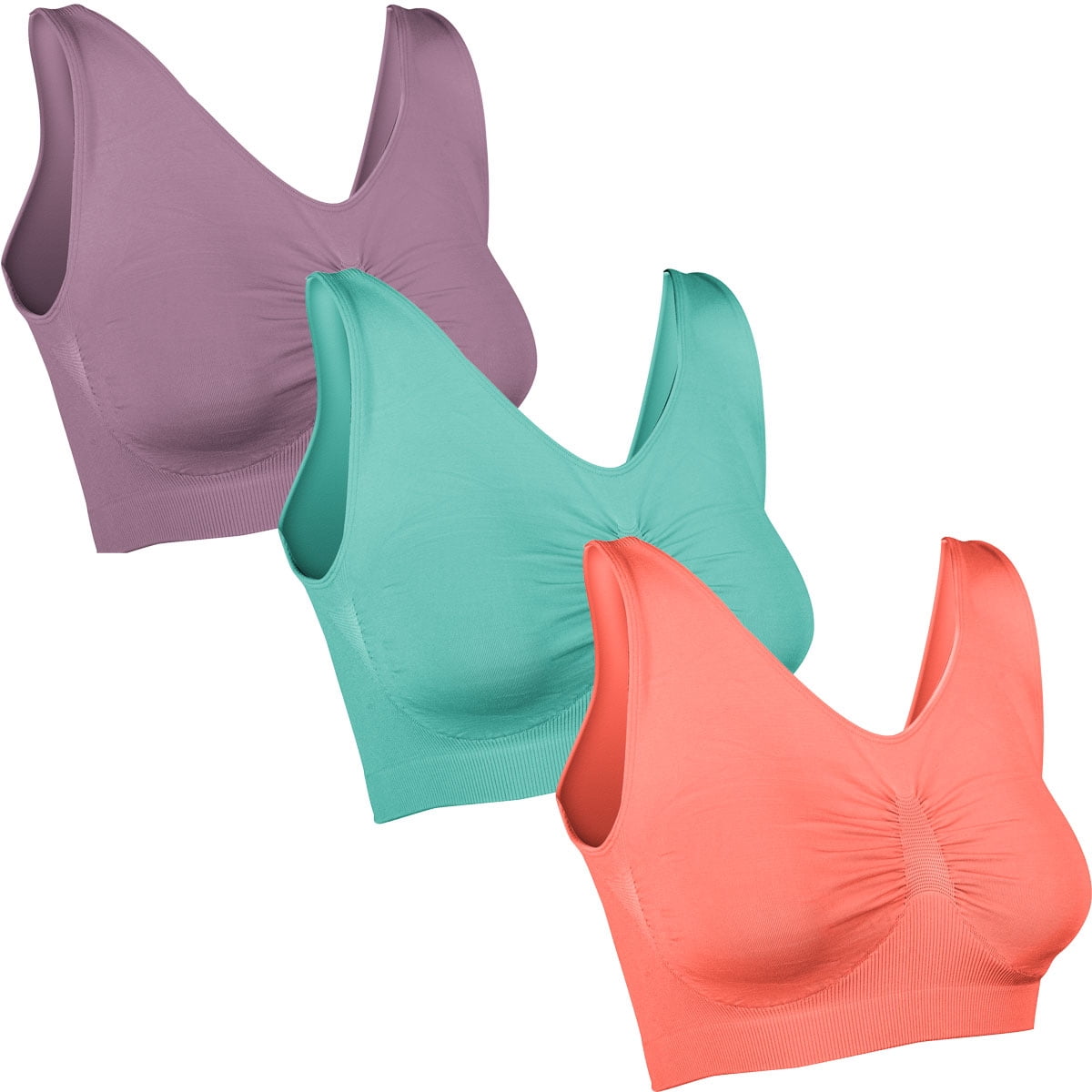 Comfortisse Bras - 3 Pack - Pink- Purple- Teal - Small