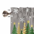 thumbnail image 5 of Green Christmas Tree Kitchen Curtains and Valances Set, Merry Christmas Pine Trees Snowing Grey Rod Pocket Window Valance Window Curtain Panels for Living Room Bedroom Laundry, 27.5x36in, 3 Pieces, 5 of 7