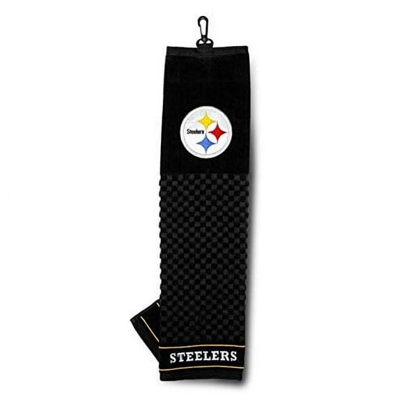 Toalla de golf bordada del equipo de fútbol americano NFL Pittsburgh Steelers con diseño de limpiador a cuadros y logotipo bordado