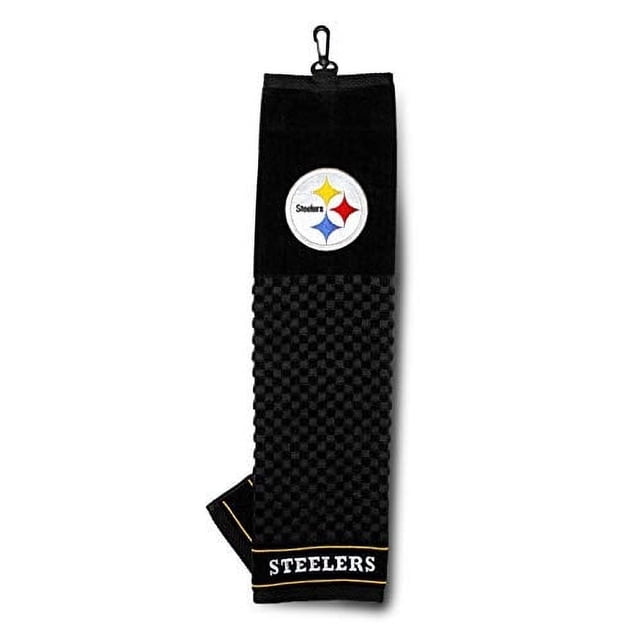 Toalla de golf bordada del equipo de fútbol americano NFL Pittsburgh Steelers con diseño de limpiador a cuadros y logotipo bordado