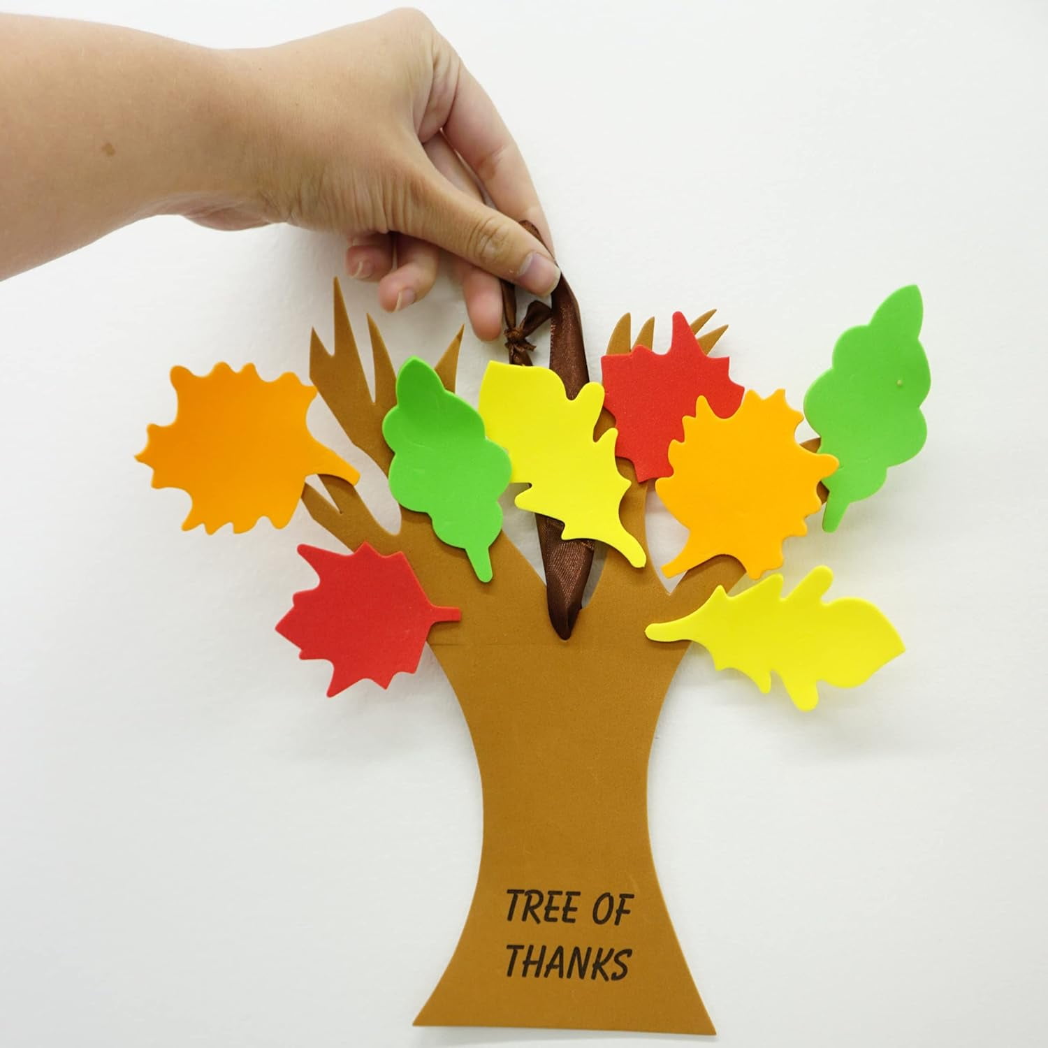 4E's Novelty Thankful Tree Craft Kit 12-Pack, Foam, Self-Adhesive - 11” Gratitude Tree Kit With Leaves To Write On, Perfect for Kids Ages 4-8