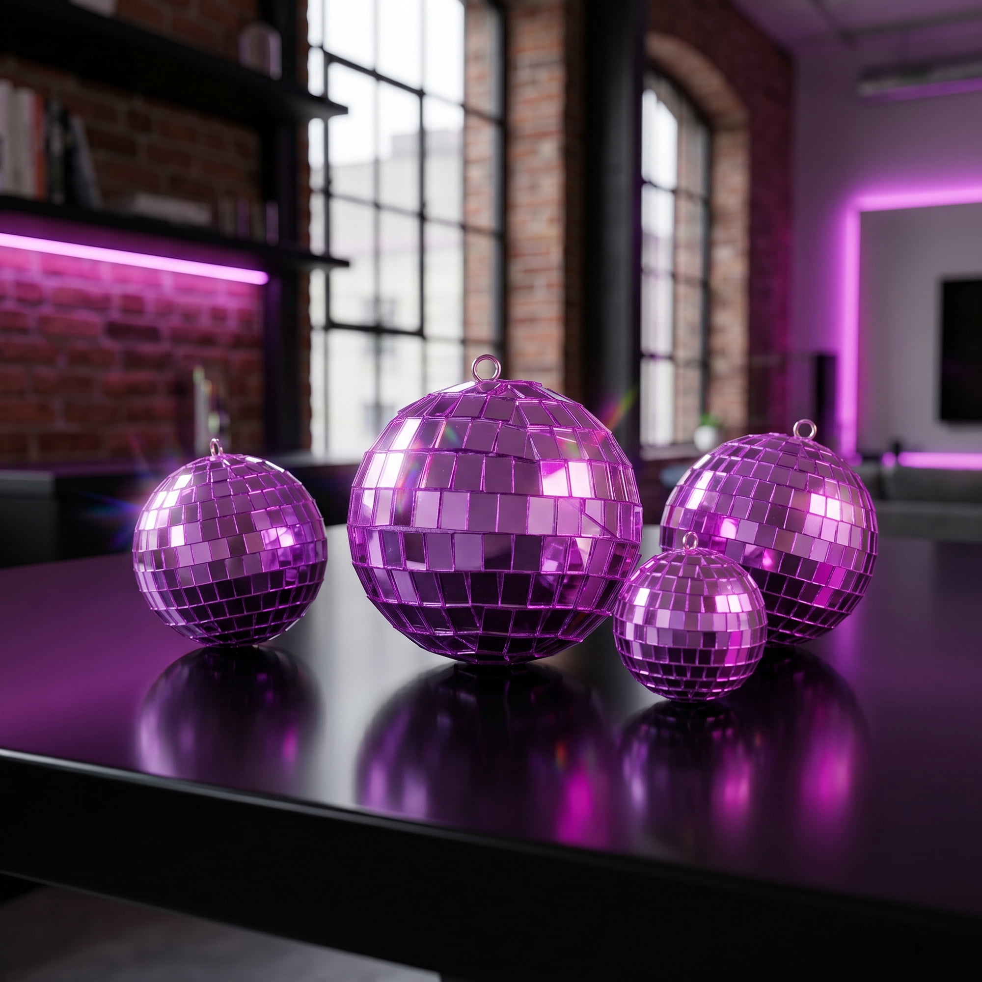 Unique Bargains 10Pcs Mirror Disco Balls for Hanging Sphere Orbs Purple 1.2"x1.2"x1.2"