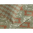 thumbnail image 4 of Ambesonne Geometric Quilted Bedspread Set 3 Pcs, Rectangles Flowers, King Size, Sage Green Vermilion, 4 of 5