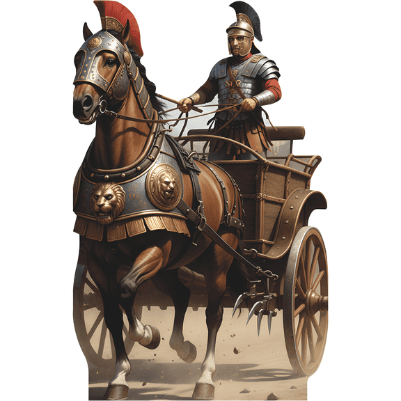 SP13608 Roman Soldier Armored Horse Drawn Chariot Wagon Cardboard Cutout Standee Standup