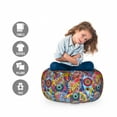 thumbnail image 2 of Floral Storage Toy Bag Chair, Hippie Style Abstract Blooms with Aztec Tribal Antique Geometric Pattern Trippy Boho, Stuffed Animal Organizer Washable Bag, Small Size, Multicolor, by Ambesonne, 2 of 3
