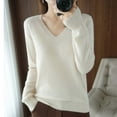 thumbnail image 2 of UJNDER Women's Solid Color Long Sleeve Knitted Sweater Wool Pullover Tops for Women Warm Casual Wear White XXL, 2 of 4