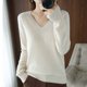 thumbnail image 2 of Jersey de lana de manga larga y color liso para mujer: mezcla de lana suave y cálida, diseño clásico, versátil para ocasiones informales y formales., 2 of 4