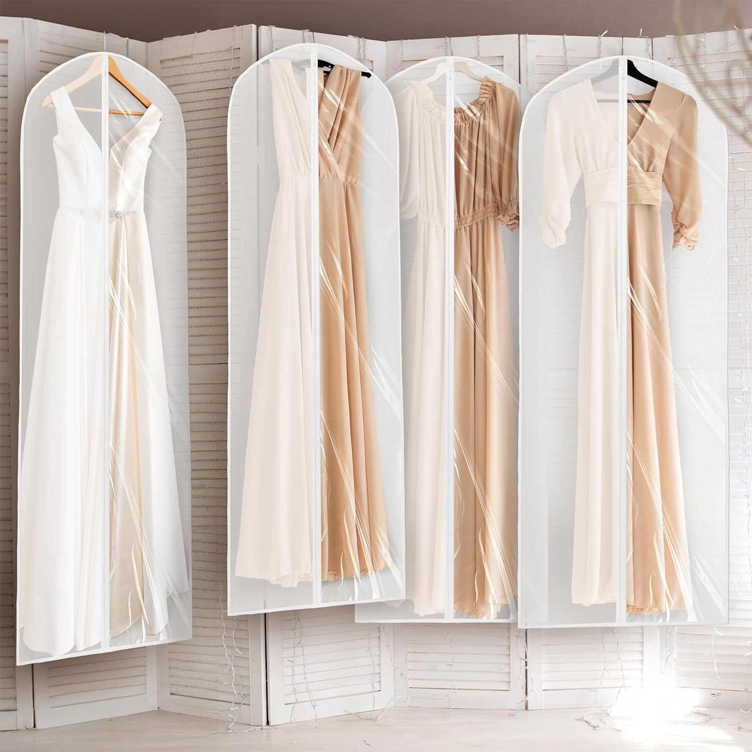 40-Inch Clear Garment Bags with Zipper for Suits, Dresses, Costumes, Uniforms - 5 Pack