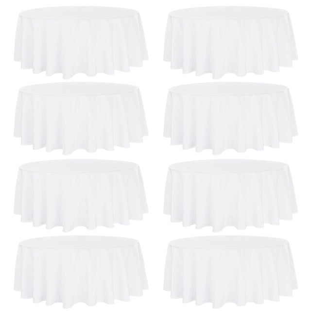 Mantel redondo Fivenl, 229 cm, poliéster, blanco (paquete de 8)