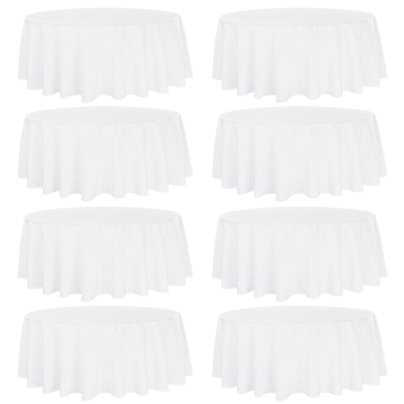 Mantel redondo Fivenl, 229 cm, poliéster, blanco (paquete de 8)