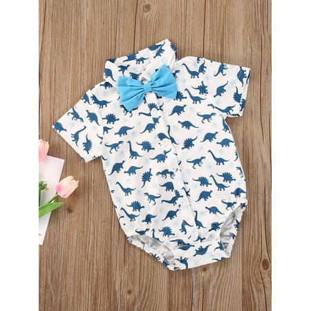 

Huakaishijie Infants Boys Romper Tops Baby Dinosaur Print Short Sleeves Cotton Kids Clothes 0-18 Months