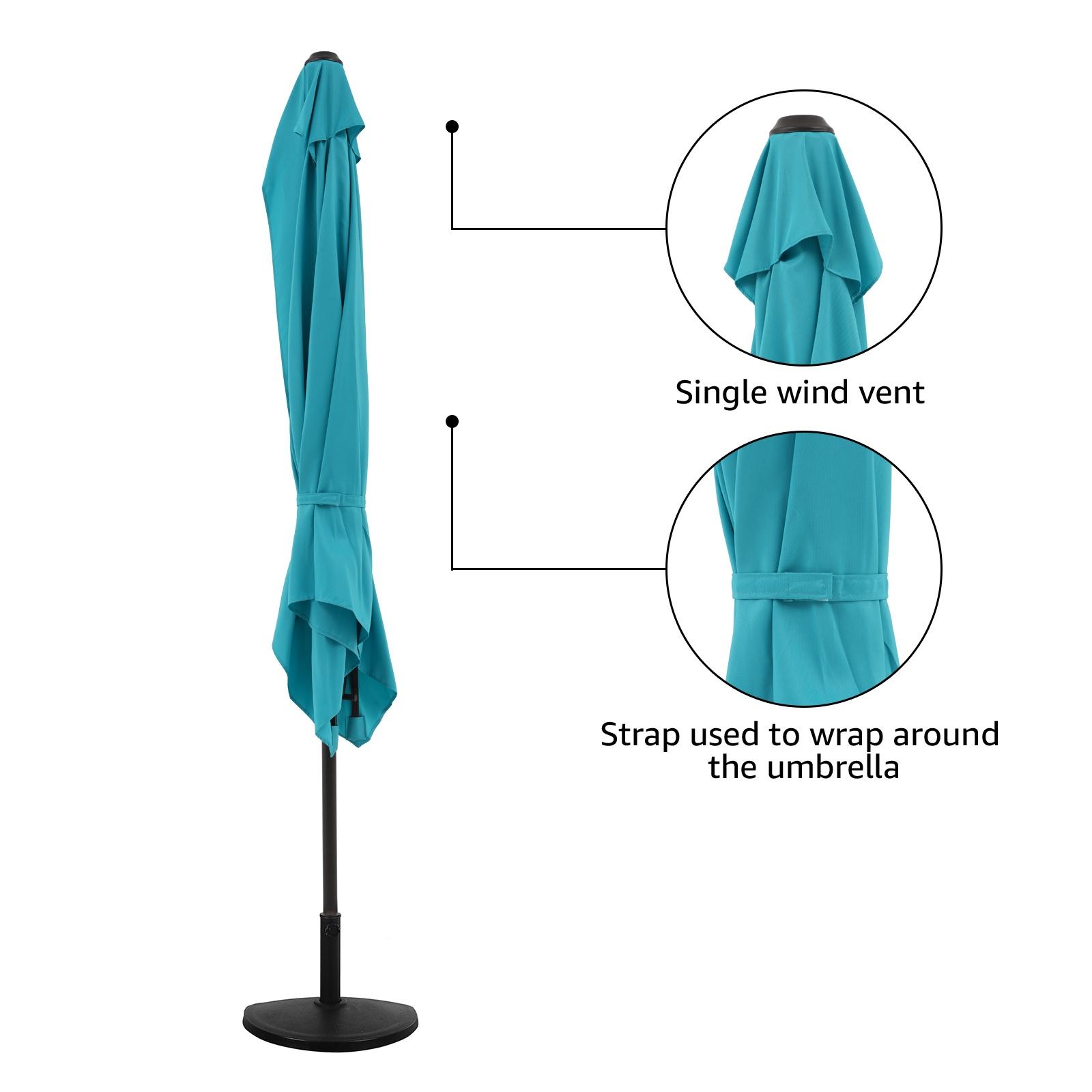 COBANA Turquoise Half Market Patio Umbrella, Fade-Resistant