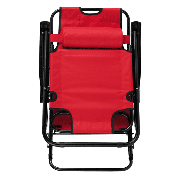 Folding Recliner Chair, Portable Extendable Folding Reclining Chairs for Indoor Outdoor, Red
