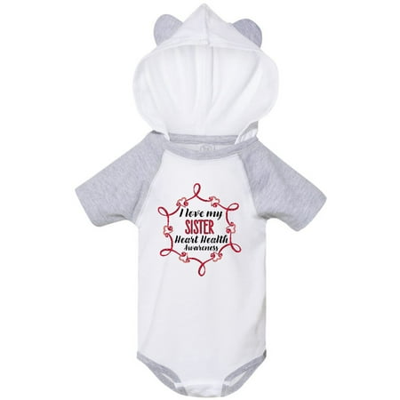 

Inktastic I Love My Sister Heart Health Awareness Gift Baby Boy or Baby Girl Bodysuit